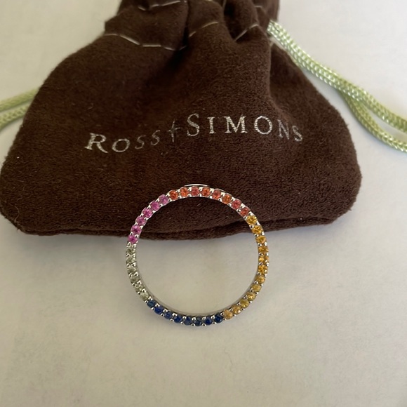 Ross Simons multi color sapphire pendant in 14k white gold - Picture 1 of 5